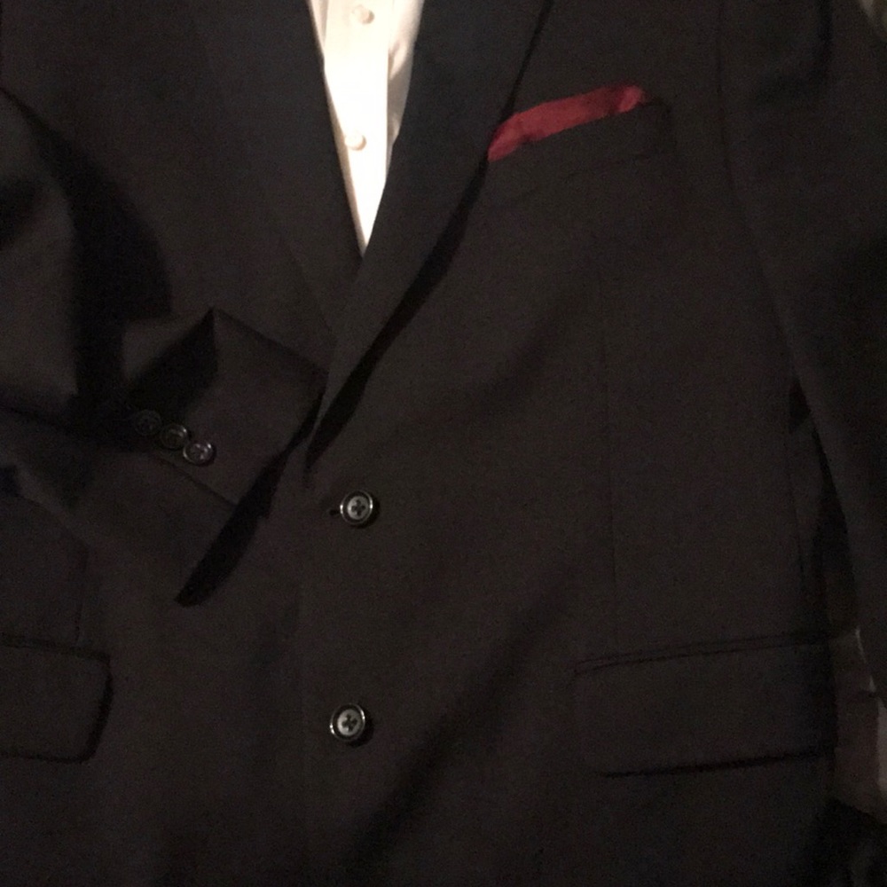Men’s black suit set blazer 44R pants 36x32 - Picture 2 of 6